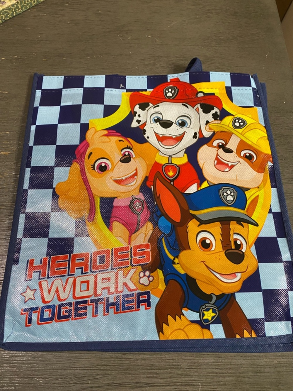 Paw Patrol Blue Checkered Heroes Work Together Tote - Picture 2 of 4